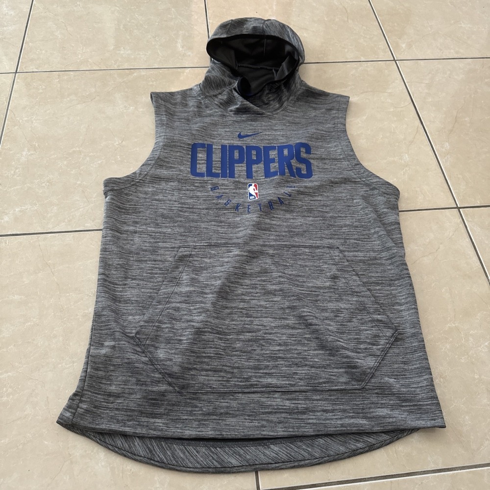 Nike NBA LA Clippers Game Player Issued Practice Sleeveless Hoodie Sz Large